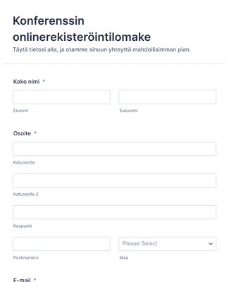 Konferenssin onlinerekisteröinti