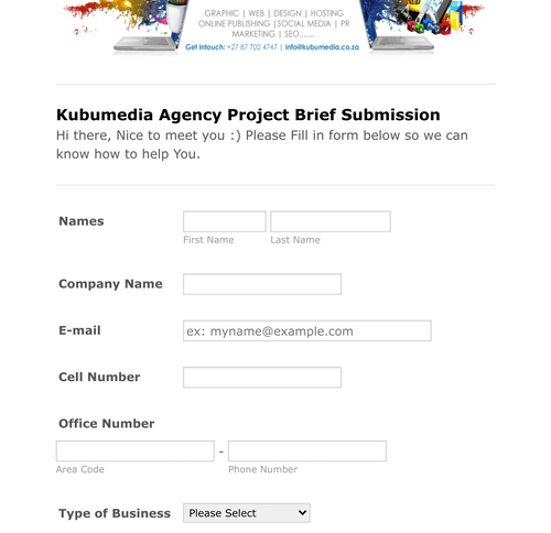 Kubumedia Graphic-Web-Design Project Request Form Template | Jotform