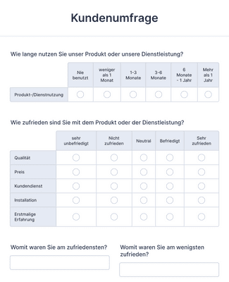 Kundenumfrage Formularvorlage | Jotform