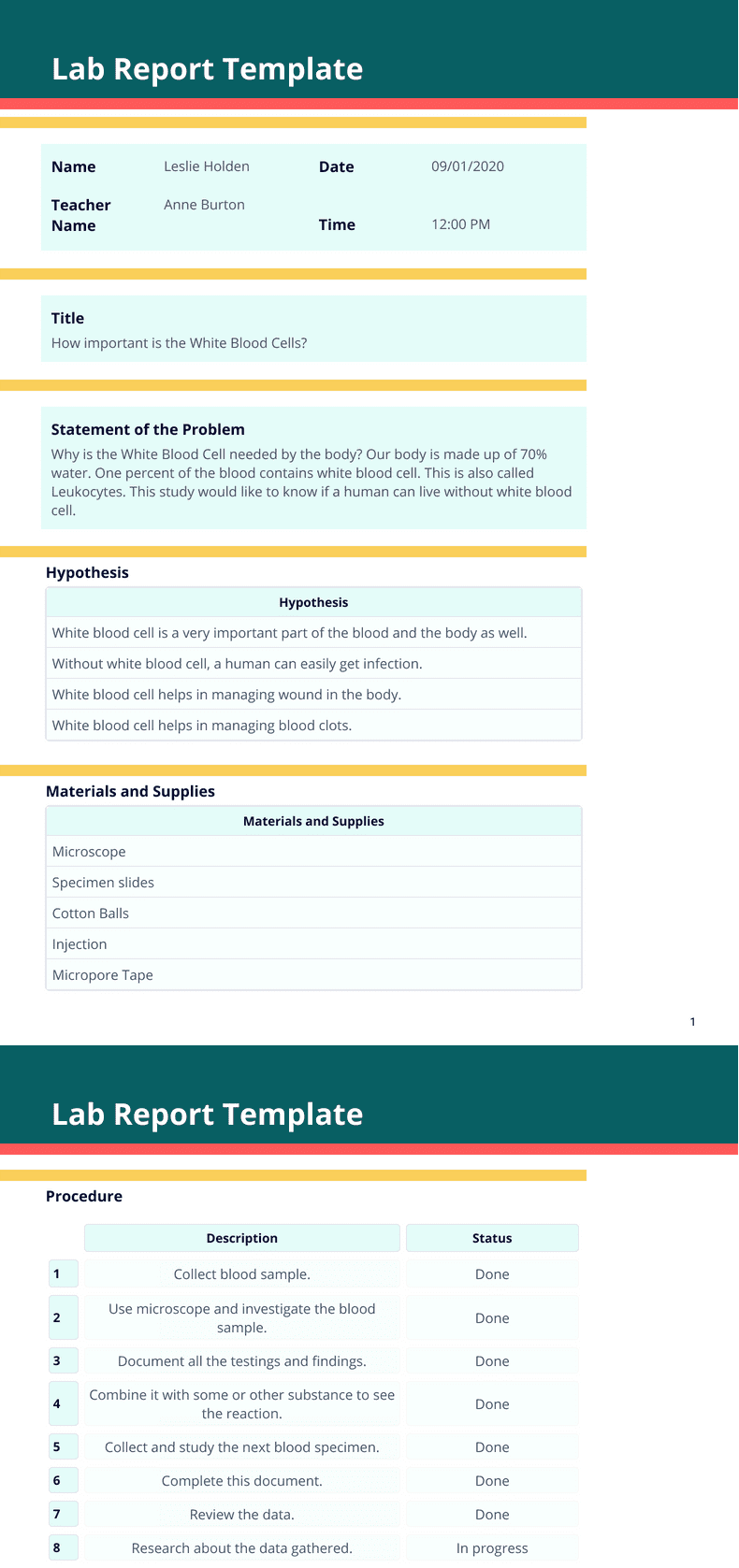 PDF Templates: Lab Report Template