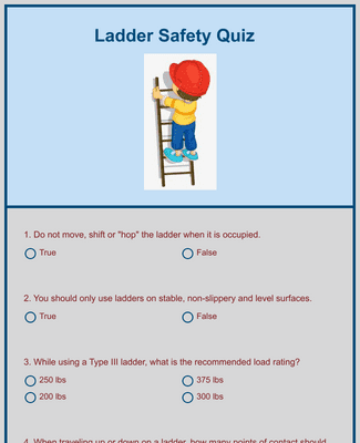 Ladder Safety Quiz Form Template | Jotform