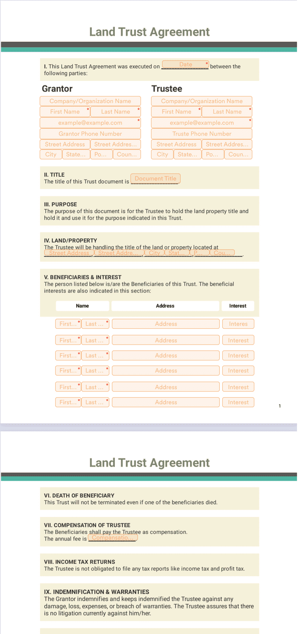 Land Trust Agreement Template