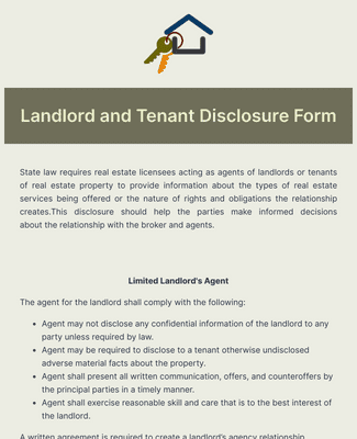 Landlord and Tenant Disclosure Form