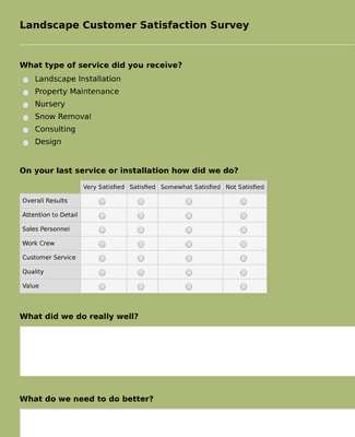 Form Templates: Landscape Customer Satisfaction Survey