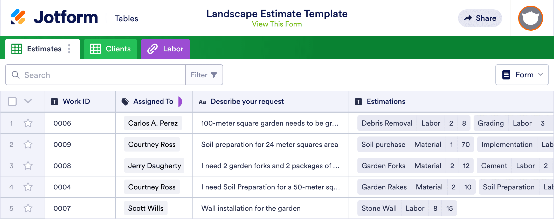 Landscape Estimate Template