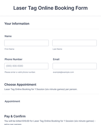 Laser Tag Online Booking Form Template | Jotform
