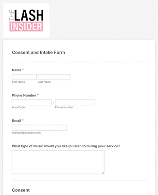 Form Templates: Lash Extension Consent and Intake Form