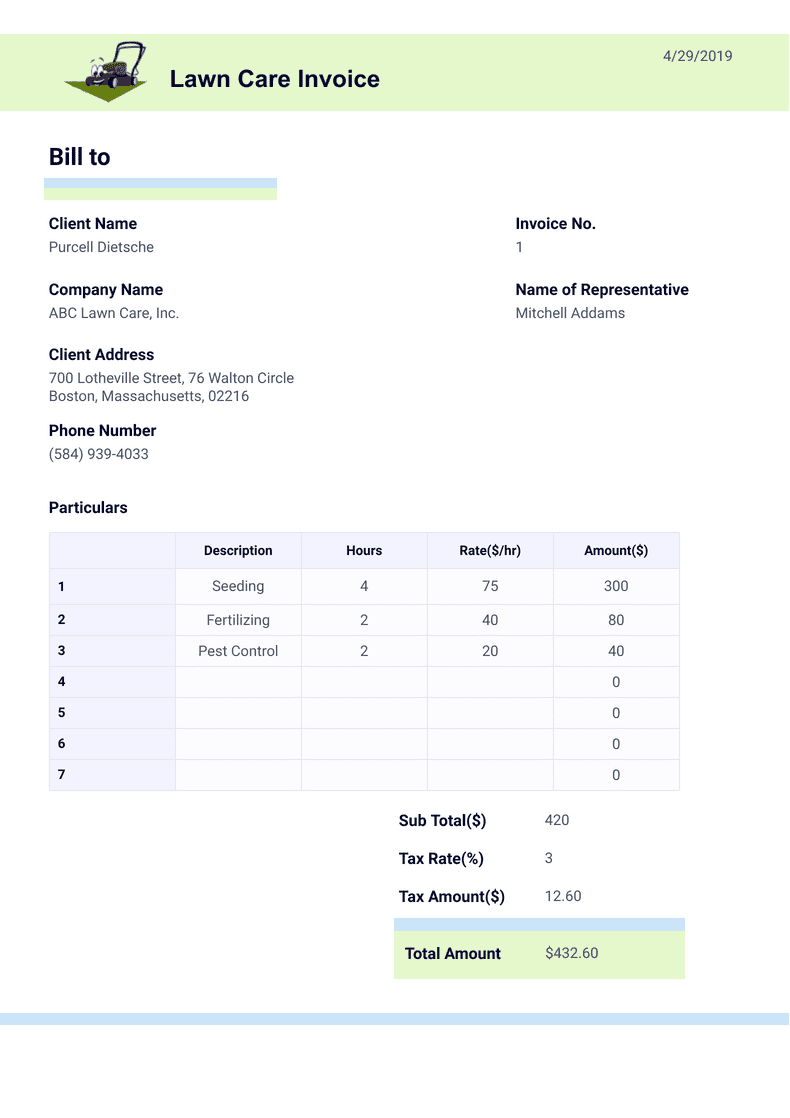 Lawn Care Invoice Template Pdf Templates Jotform 3666