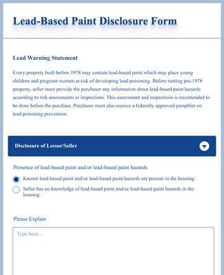Lead Based Paint Disclosure Form Template Jotform Lead Based Paint Disclosure Form 362e445a8f46063912f3c366a279ba33 Classic 
