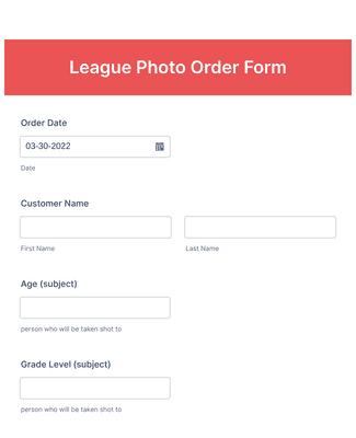 League Photo Order Form