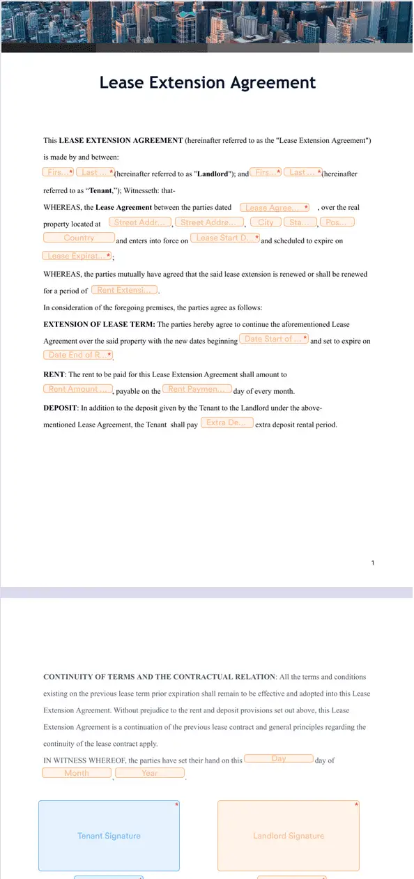 Lease Extension Agreement - Sign Templates | Jotform