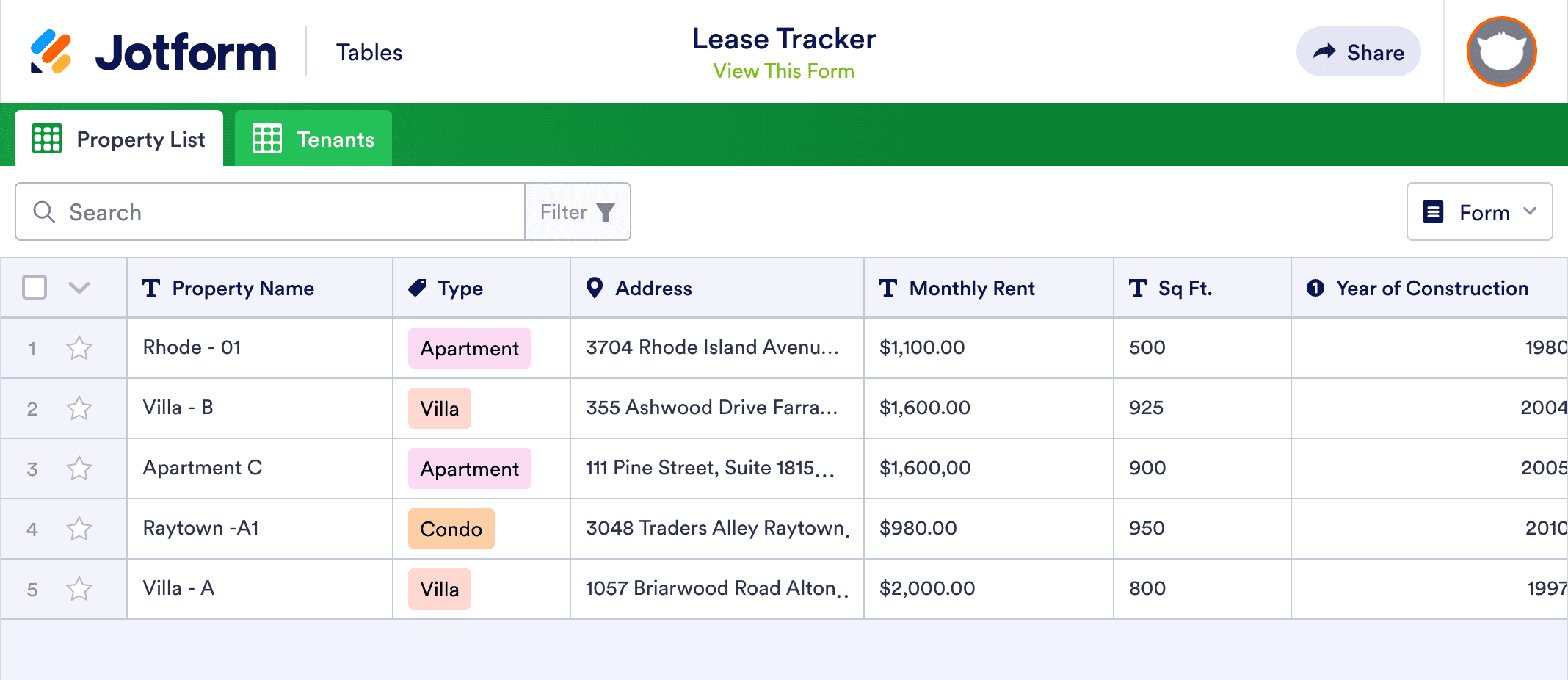 Lease Tracker