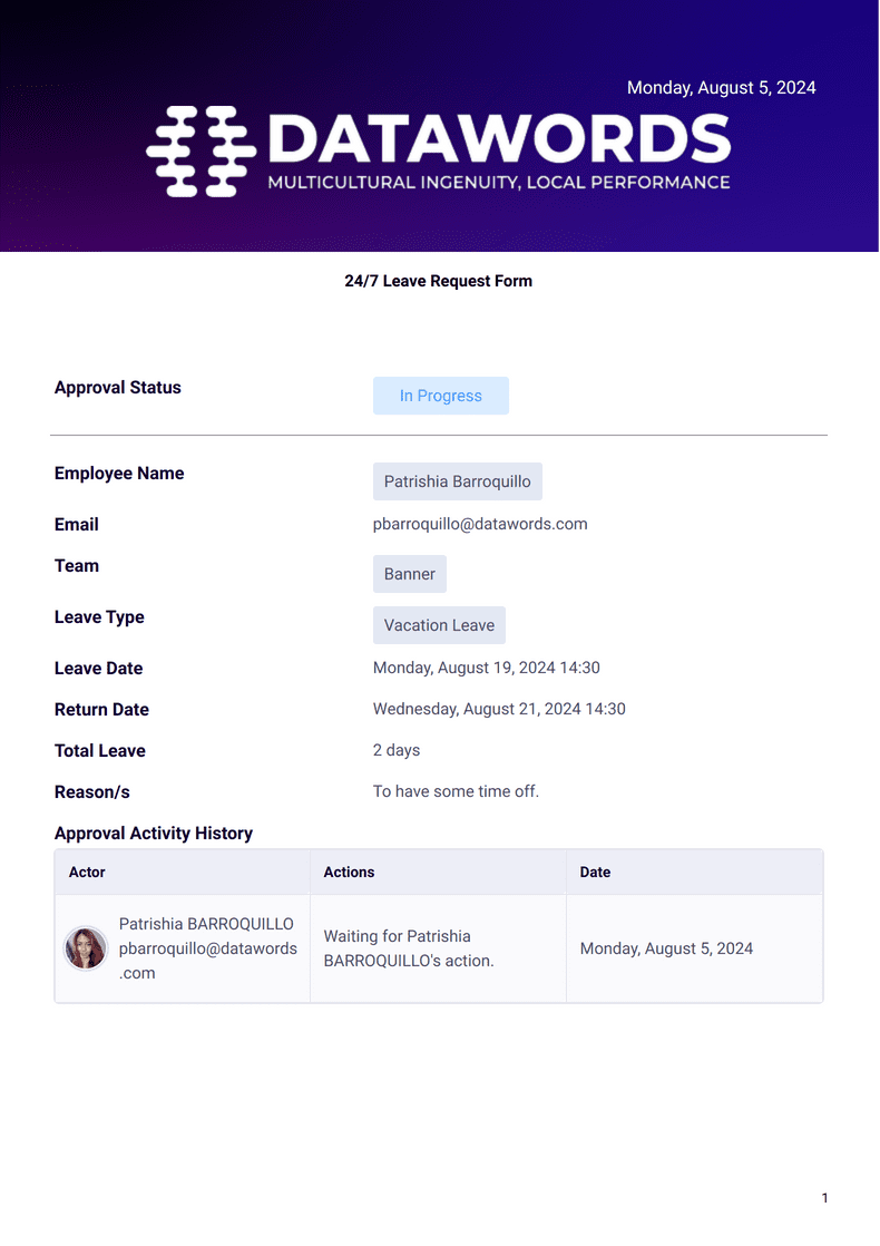 Leave Request Form PDF Templates Jotform