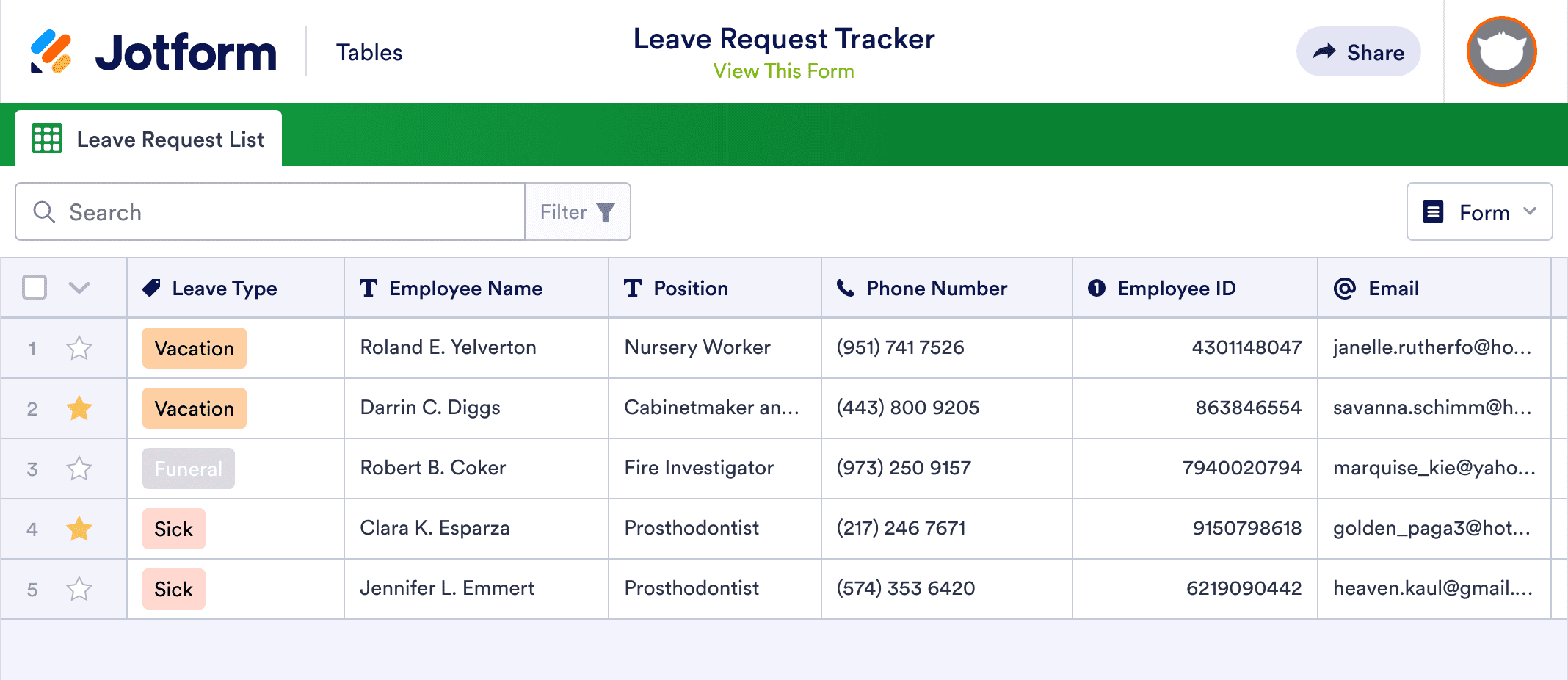 Leave Request Tracker 