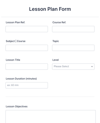 Lesson Plan Form Template | Jotform