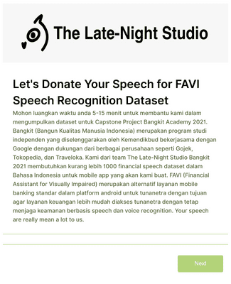 Form Templates: Let's Donate Your Speech for FAVI Speech Recognition Dataset
