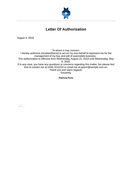 Letter Of Authorization