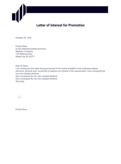 Letter of Interest for Promotion