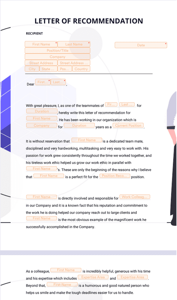 Letter of Recommendation Template for Coworker - Sign Templates | Jotform