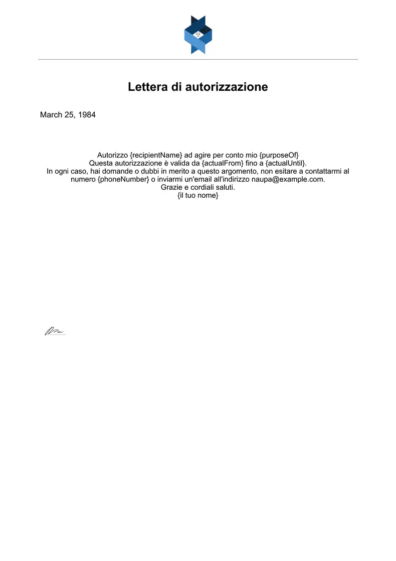 Lettera di autorizzazione - Template PDF | Jotform