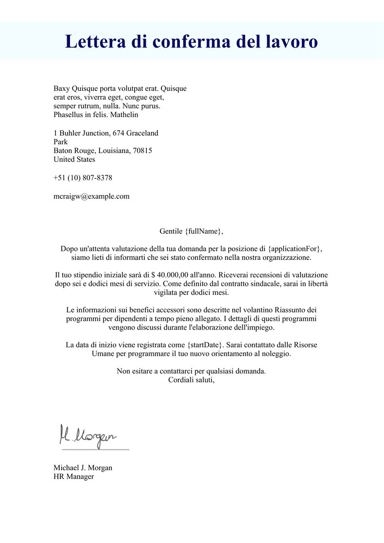 Modello di lettera di licenziamento temporaneo a causa di ...