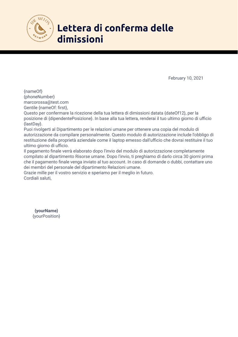 Modello di lettera di licenziamento temporaneo a causa di ...