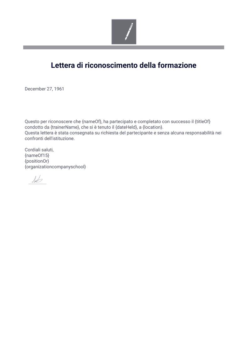 Lettera di conferma delle dimissioni - Template PDF | Jotform