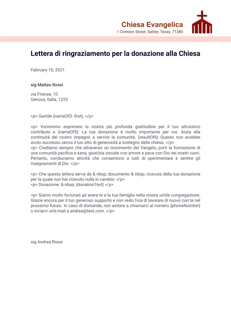 Lettera di rientro al lavoro - Template PDF | Jotform