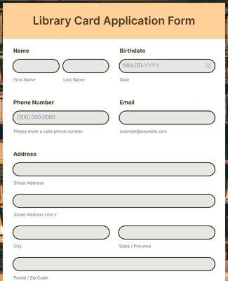 Form Templates: Library Card Application Form