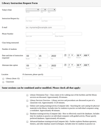 Library Instruction Request Form