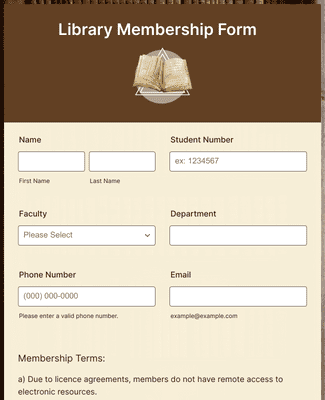 Form Templates: Library Membership Form