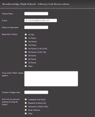 Form Templates: Library Reservation Form