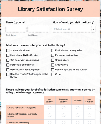 Form Templates: Library Satisfaction Survey