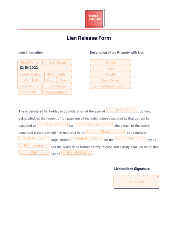Lien Release Form - Sign Templates | Jotform