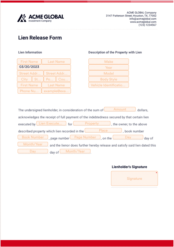 Lien Release Form