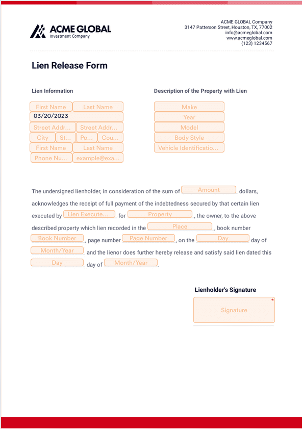 Lien Release Form Sign Templates Jotform