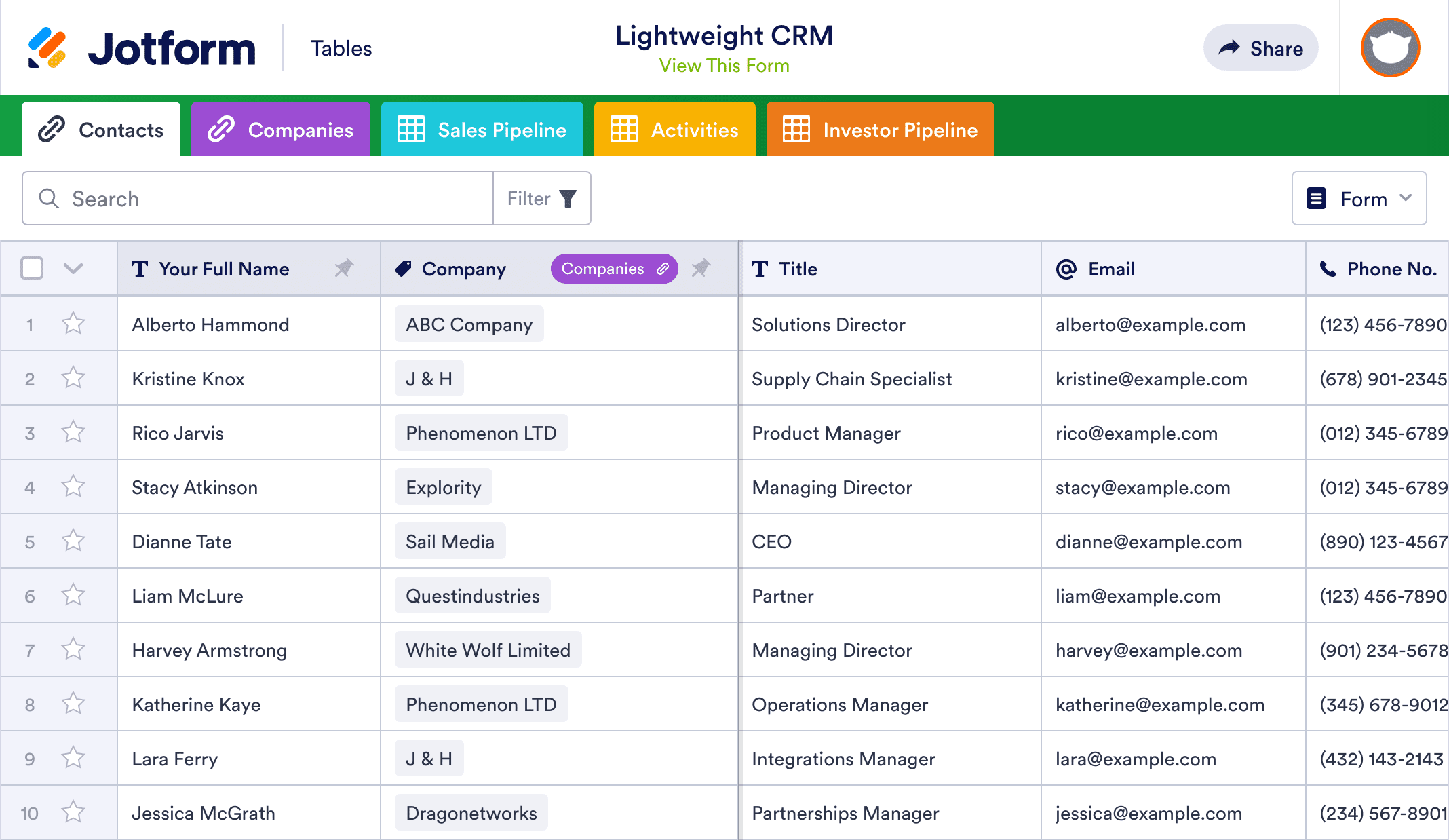 Lightweight CRM