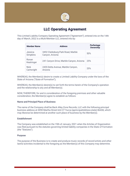 LLC Operating Agreement