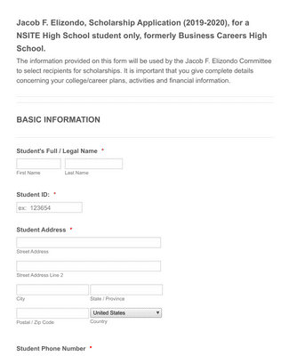 Form Templates: Local Scholarship Application Form