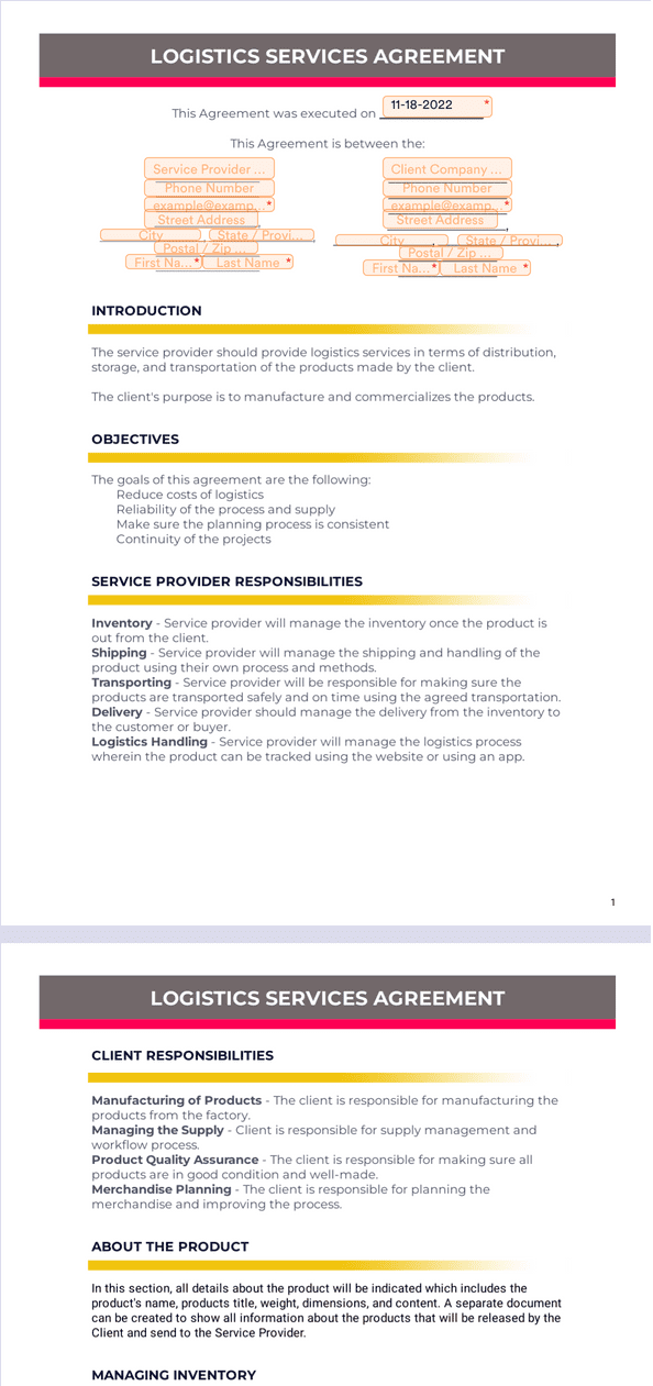 Logistics Services Agreement