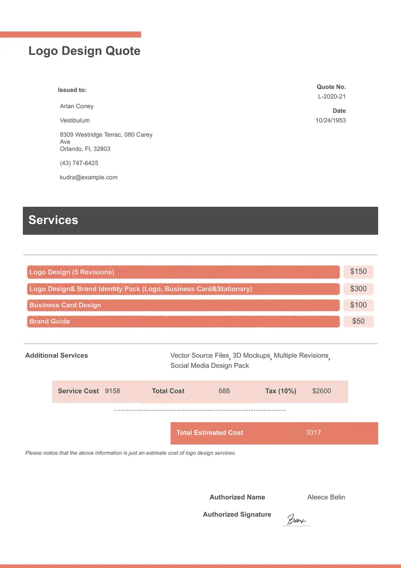 Cleaning Quote Template - PDF Templates | Jotform