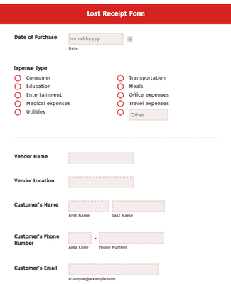 lost receipt form template jotform