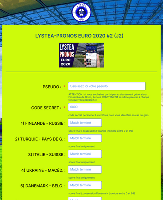 Form Templates: LYSTEA PRONOS EURO 2021 #2