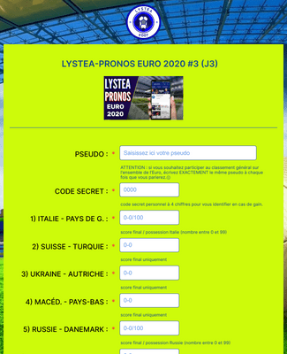 Form Templates: LYSTEA PRONOS EURO 2021 #3