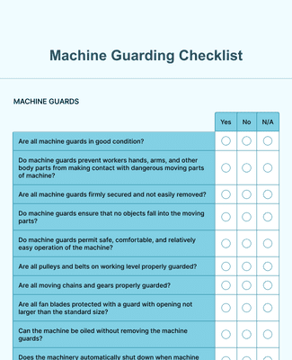 Form Templates: Machine Guarding Checklist