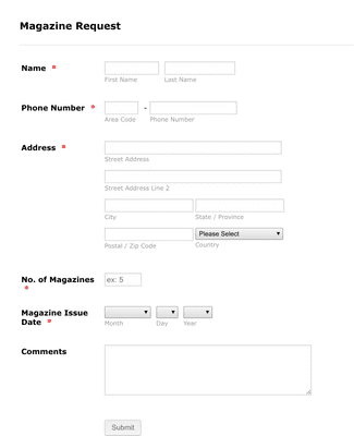 Form Templates: Magazine Request Form