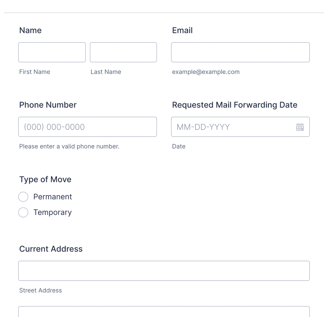 Mail Forwarding Request Form Template | Jotform