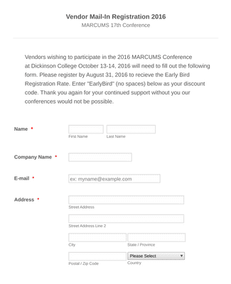 Form Templates: Merchant Registration Form