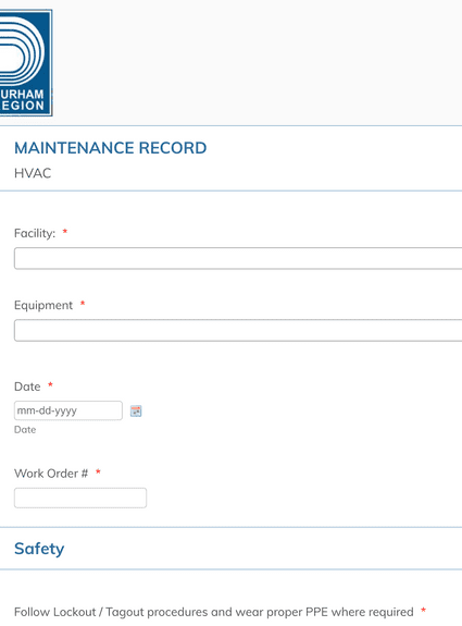Form Templates: Maintenance Record Template