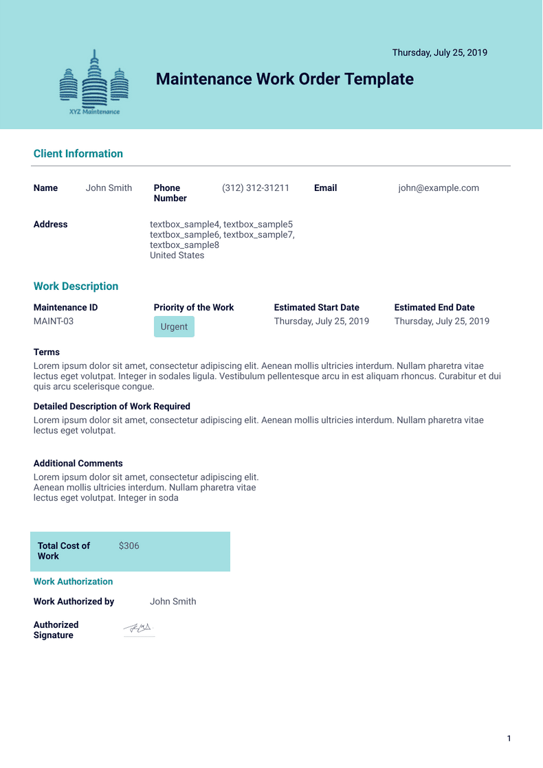 Microsoft Office Templates Work Orders